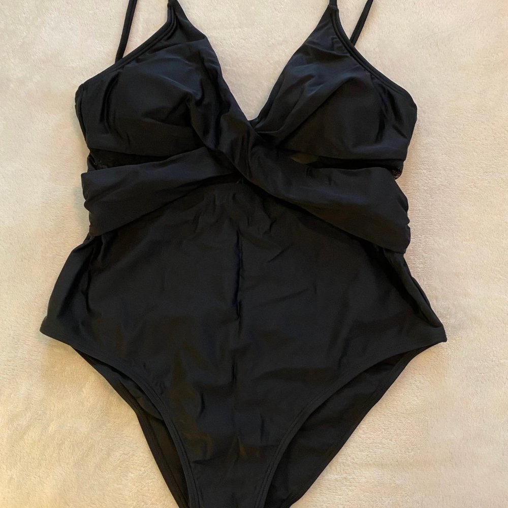 Cupshe Mesh Wrap Front Cutout One Piece Swimsuit